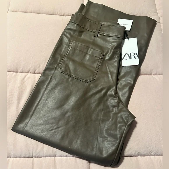 Zara , The Marine Pant Brown Wide-Leg Women's Pants size 42 - Picture 4 of 5